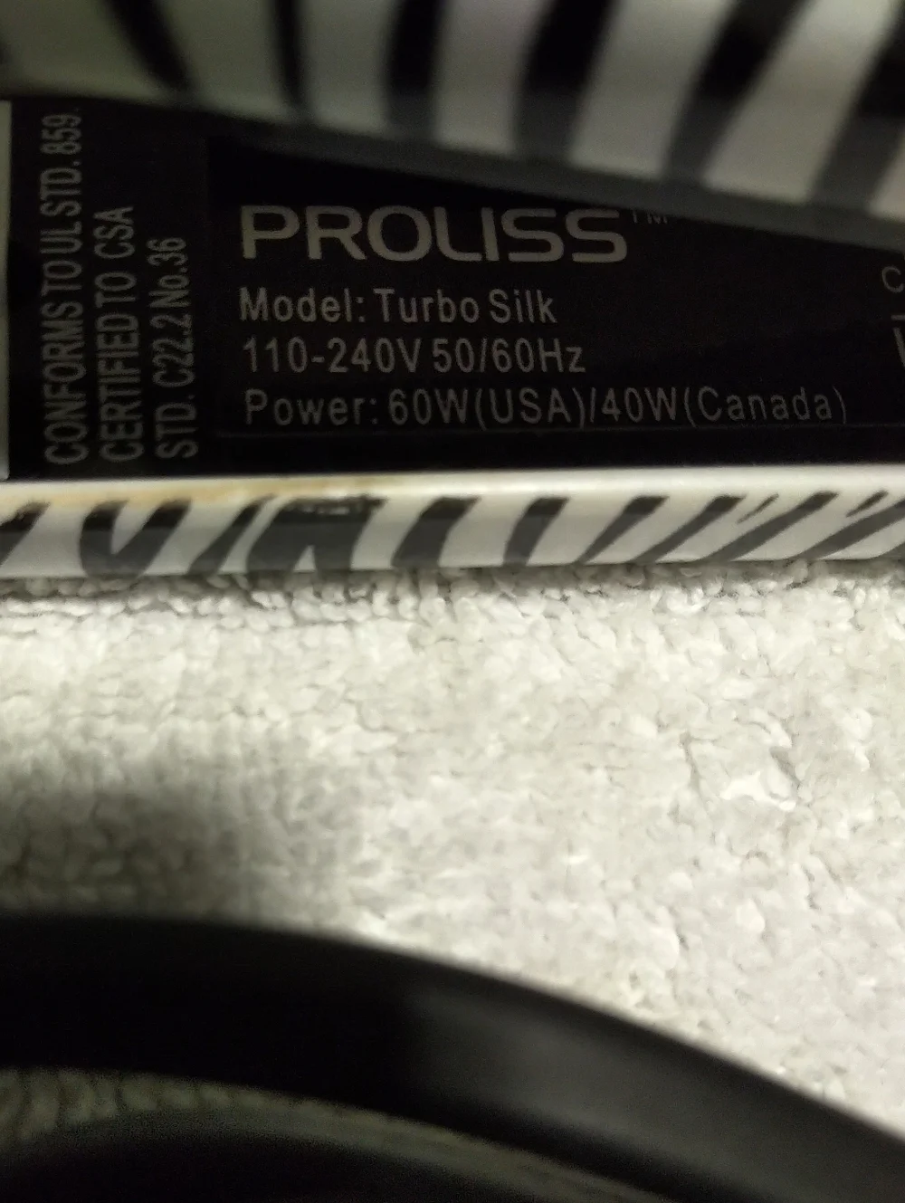 Proliss Limited Edition Turbo Silk 1 ' Zebra Print Flat Iron Straightener